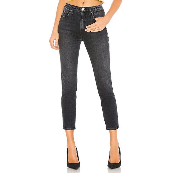 AMO Jeans Womens Size 26 Washed Black High Rise Stix Crop Straight Leg Denim - Picture 2 of 10